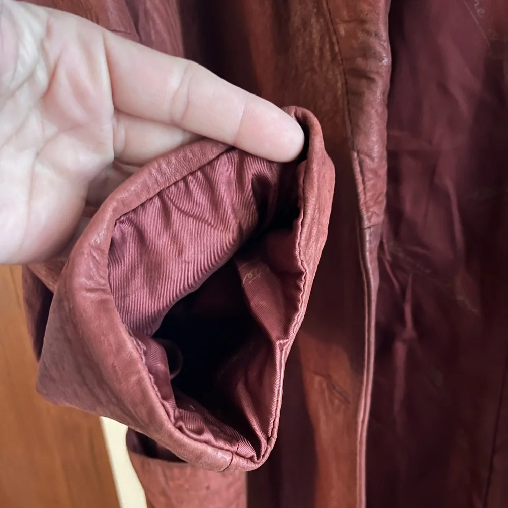 Etienne Aigner Vintage Burgundy Oxblood Leather Blazer Jacket - Picture 5 of 8